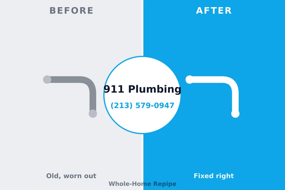 Before and after: plumbing repair South Eliot, ME
